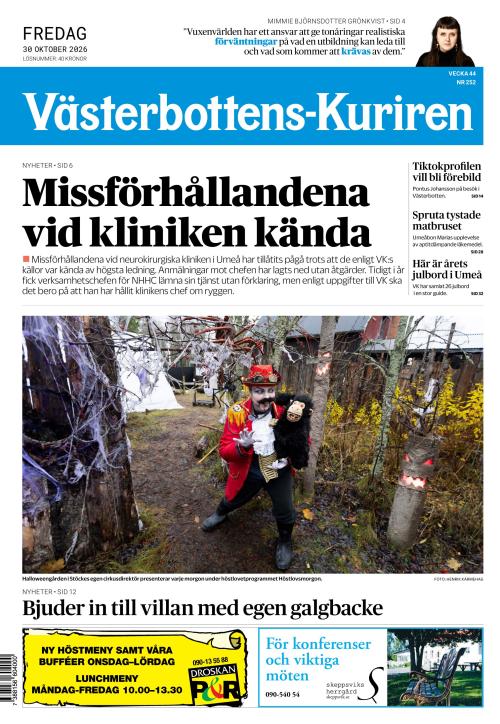 Västerbottens-Kuriren 30.10.2026