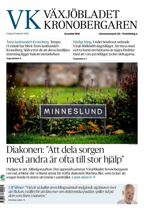 Växjöbladet Kronobergaren 30.10.2026