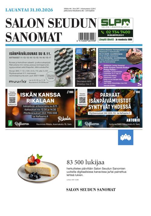 Salon Seudun Sanomat 31.10.2026