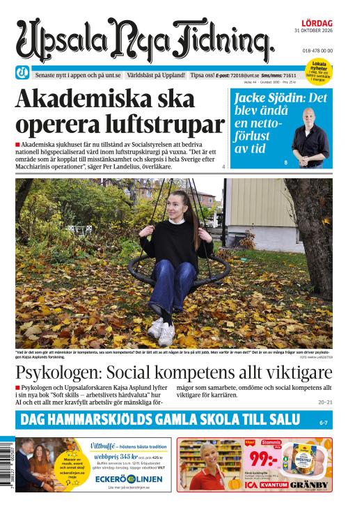 Upsala Nya Tidning 31.10.2026