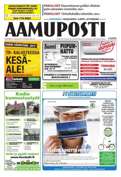 Aamuposti (Riihimäki) 05.08.2015 Lehtiluukku.fi Aamuposti (Riihimäki) 05.08.2015 Lehtiluukku.fi