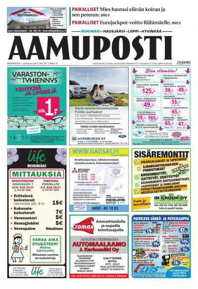 Aamuposti (Riihimäki) 07.09.2015 Lehtiluukku.fi Aamuposti (Riihimäki) 07.09.2015 Lehtiluukku.fi