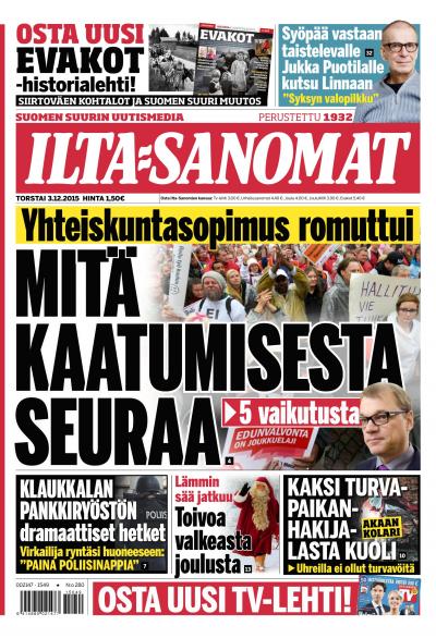 Ilta Sanomat 03.12.2015 Lehtiluukku.fi Helsingin Sanomat 03.12.2015 Lehtiluukku.fi